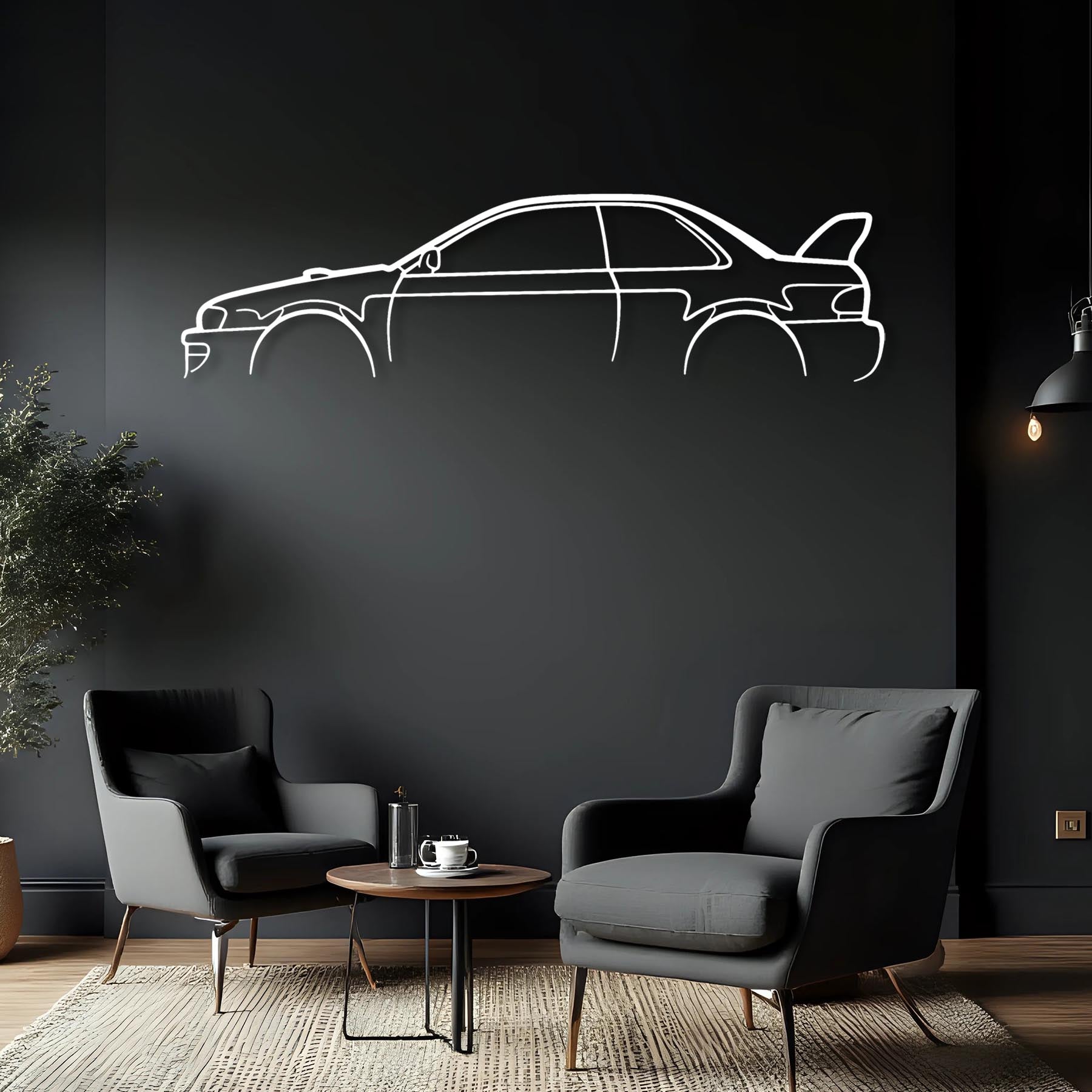 WRX STI B22 Classic Silhouette Metal Wall Art