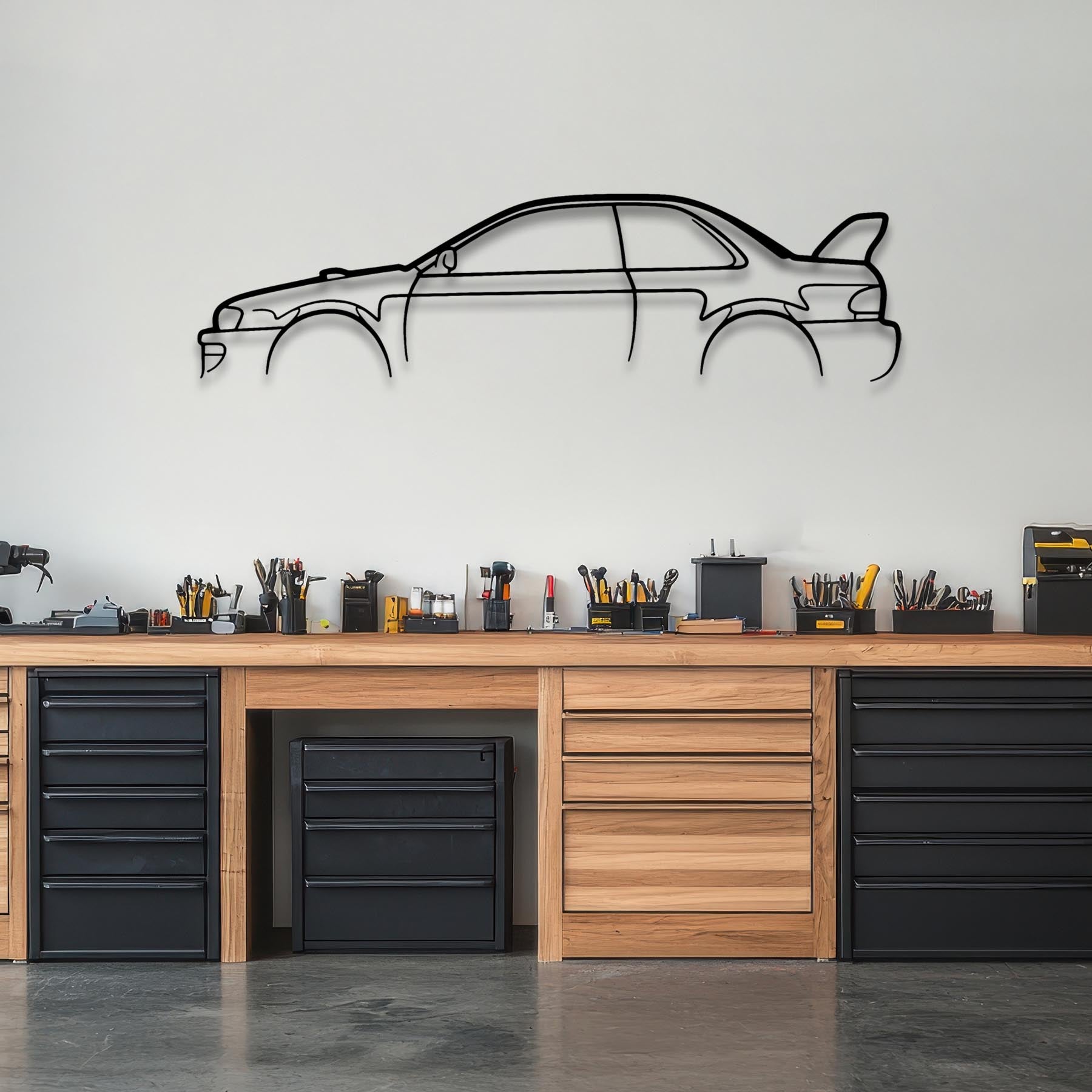 WRX STI B22 Classic Silhouette Metal Wall Art