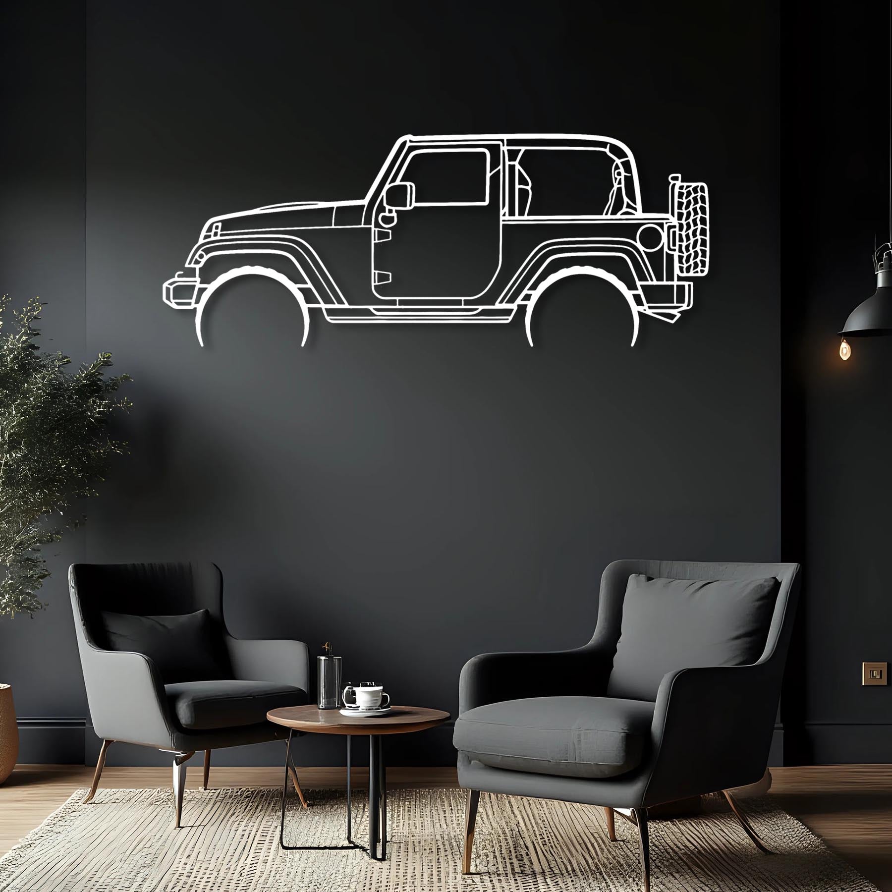 Wrangler 2 Door Detailed Silhouette Metal Wall Art