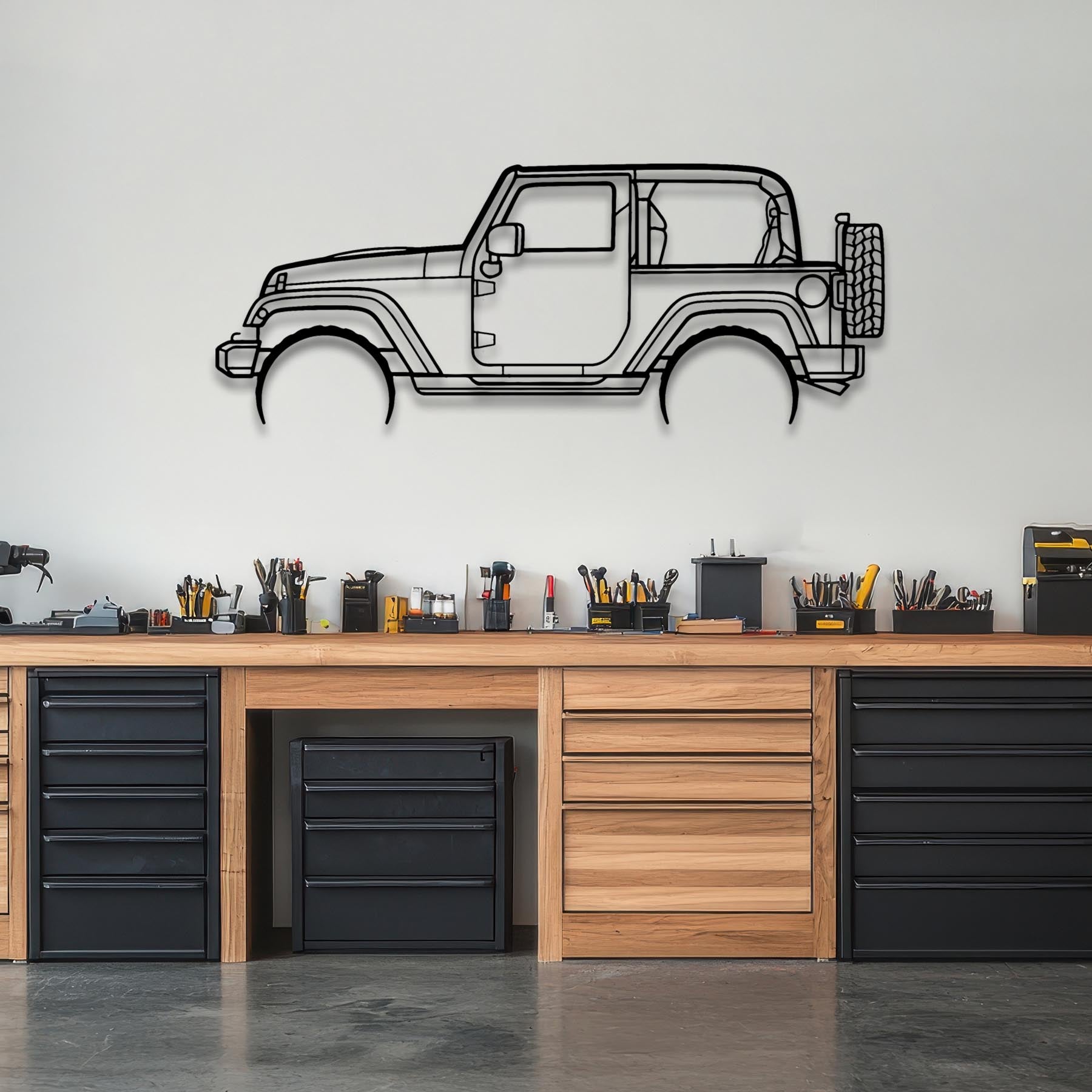 Wrangler 2 Door Detailed Silhouette Metal Wall Art