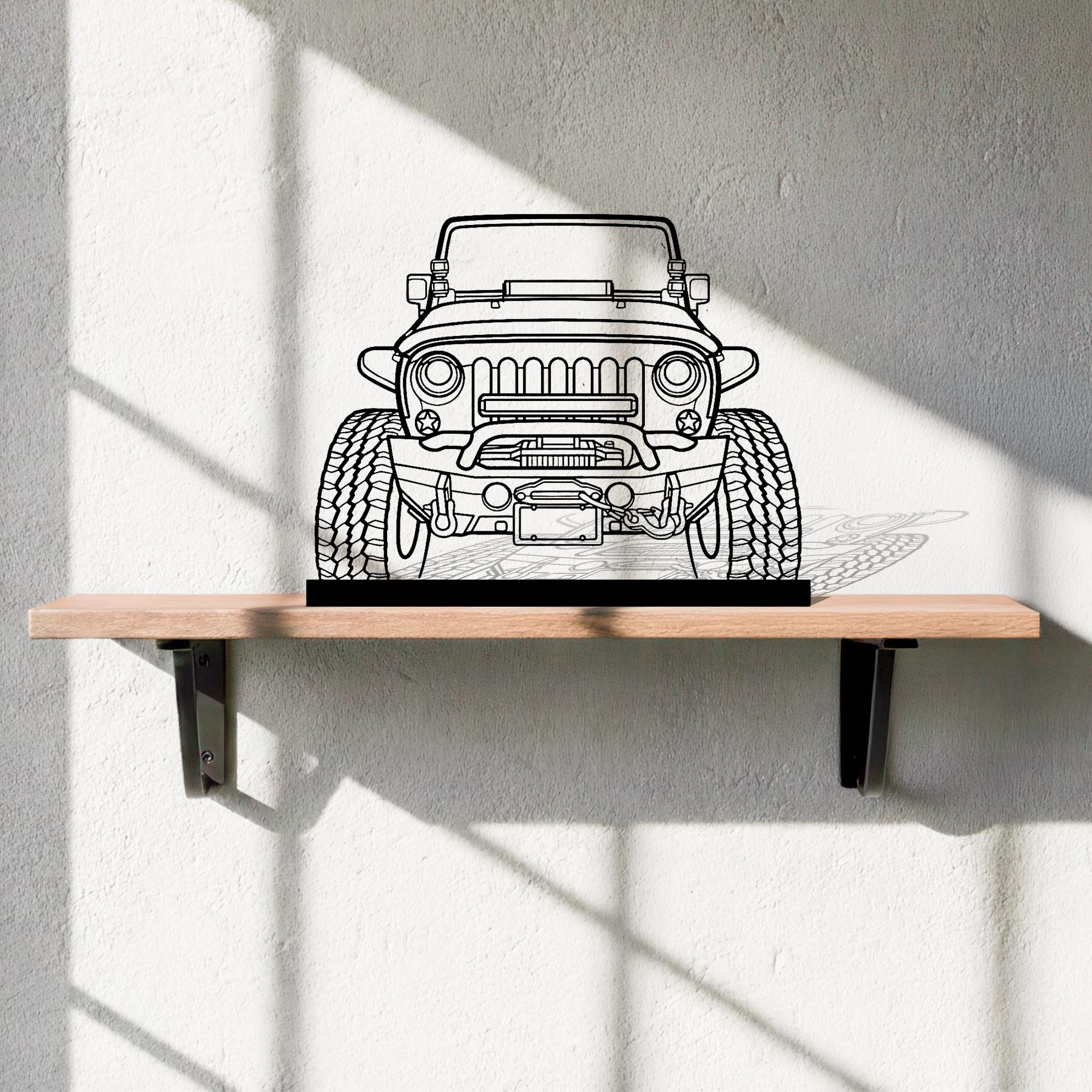 Wrangler Offroad Front Silhouette Metal Art Stand