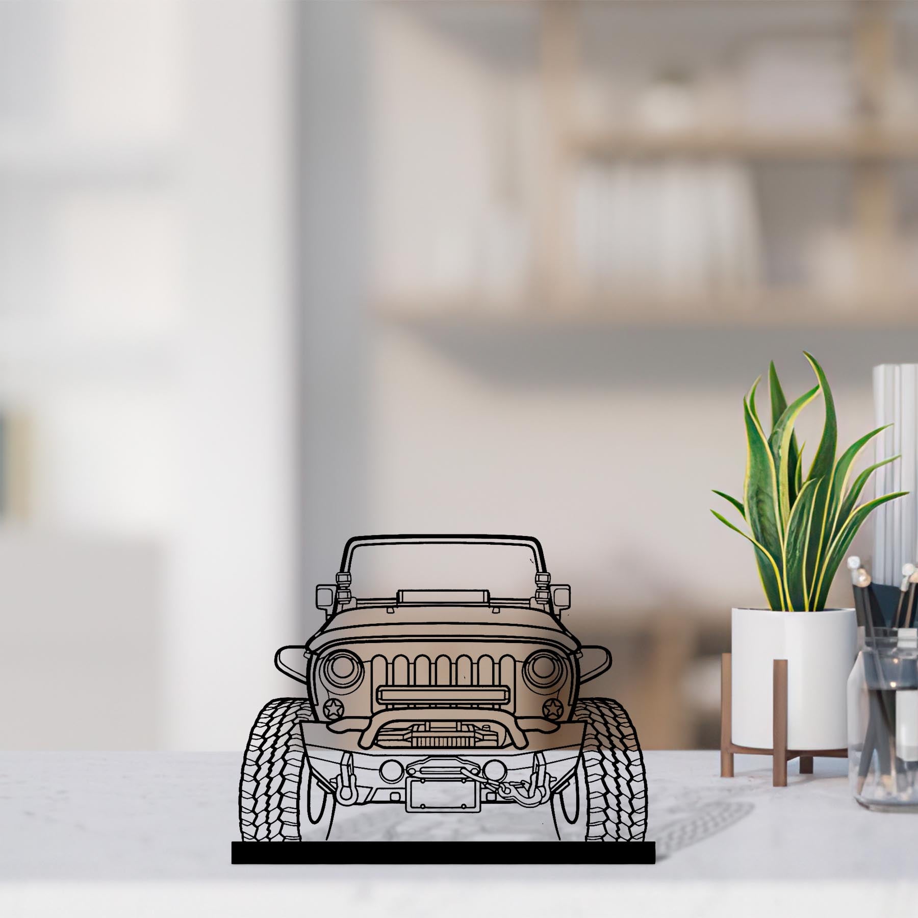 Wrangler Offroad Front Silhouette Metal Art Stand