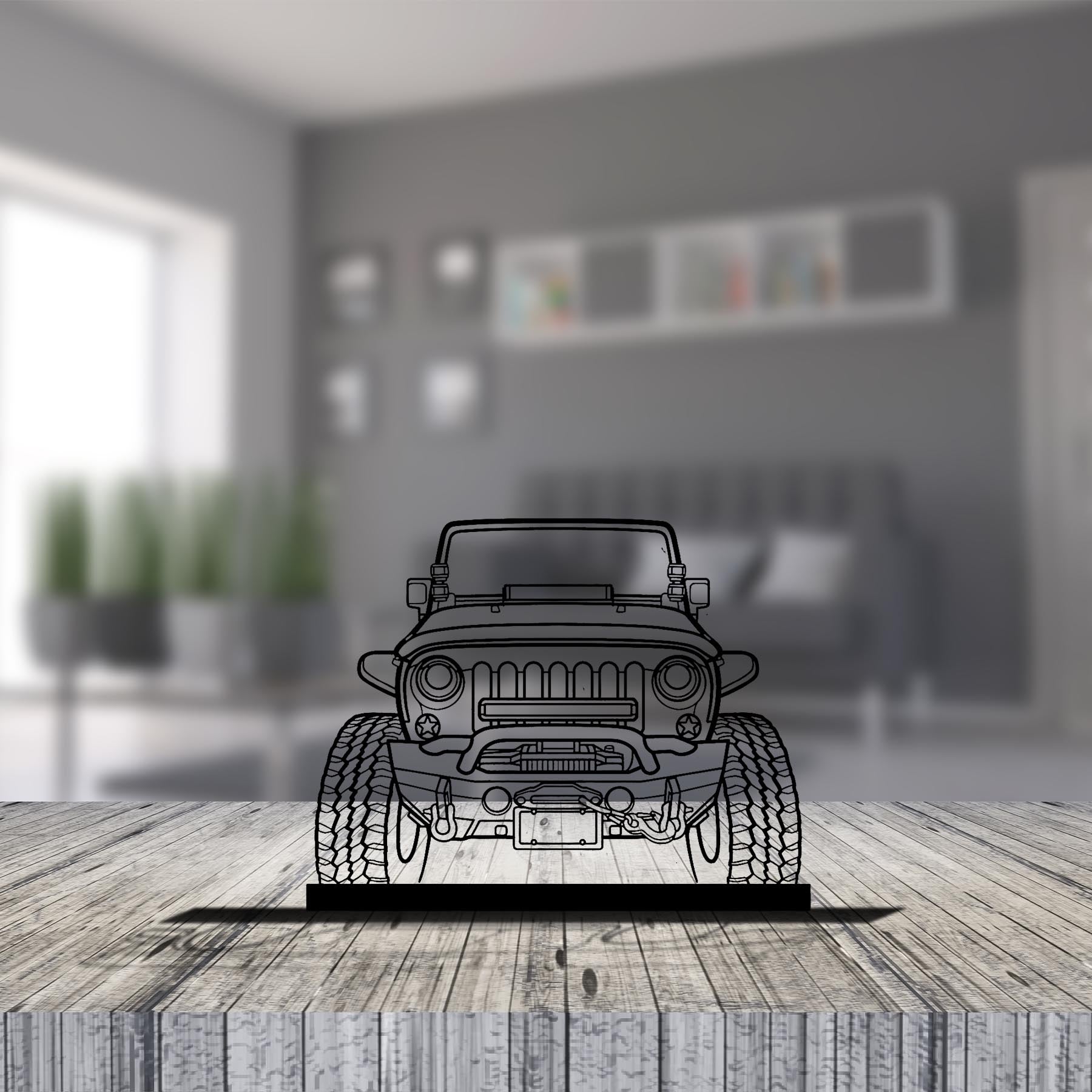 Wrangler Offroad Front Silhouette Metal Art Stand
