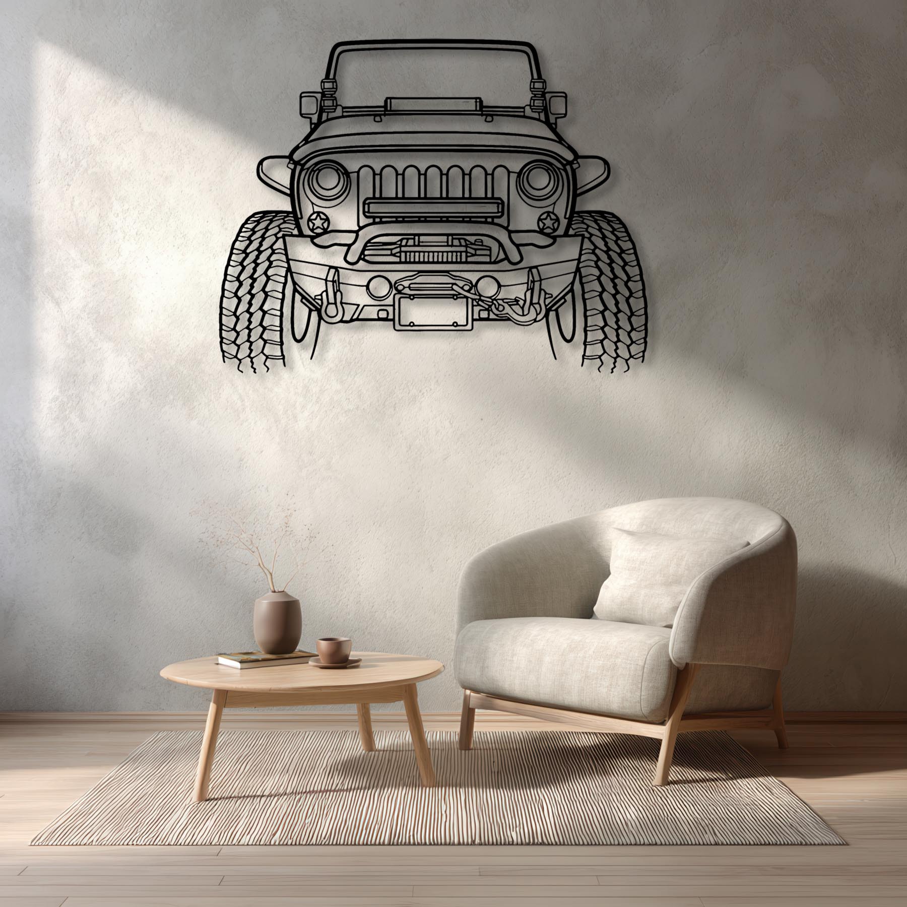 Wrangler Offroad Front Silhouette Metal Wall Art