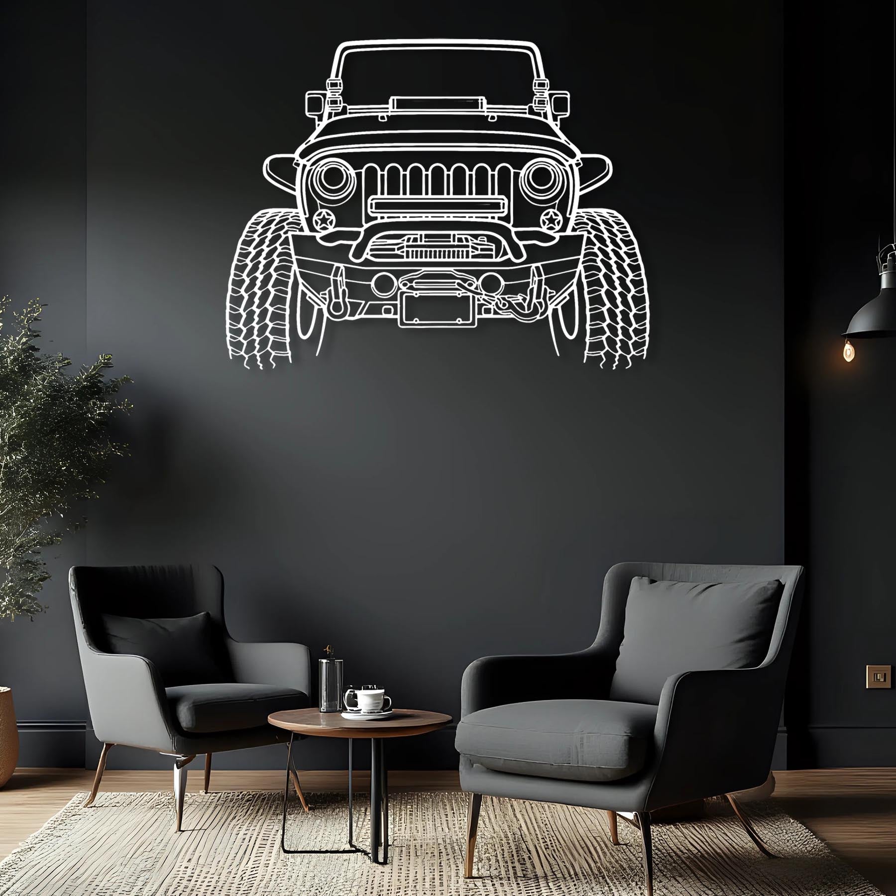 Wrangler Offroad Front Silhouette Metal Wall Art