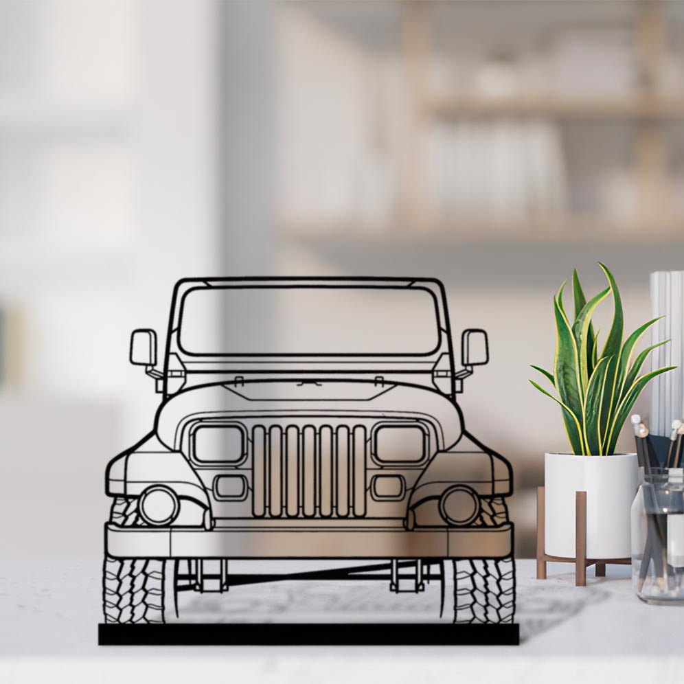 Wrangler Sahara 1988 Front Silhouette Metal Art Stand