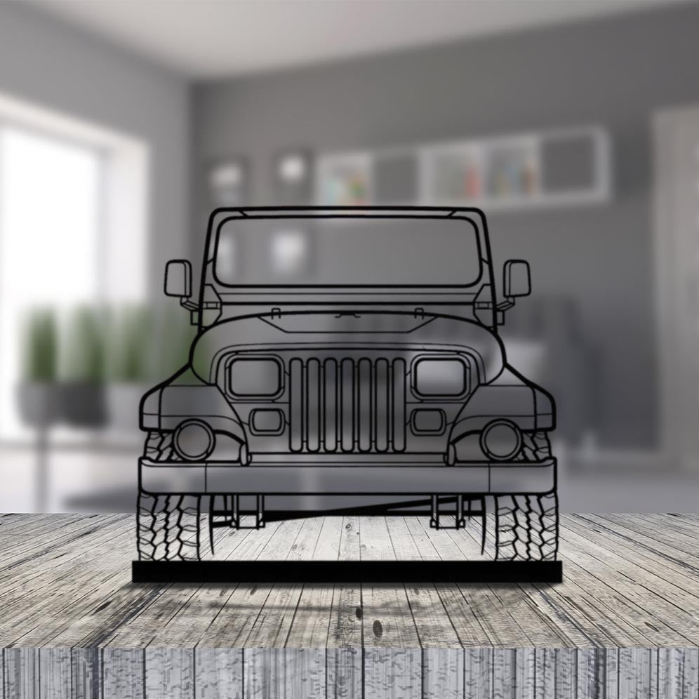 Wrangler Sahara 1988 Front Silhouette Metal Art Stand