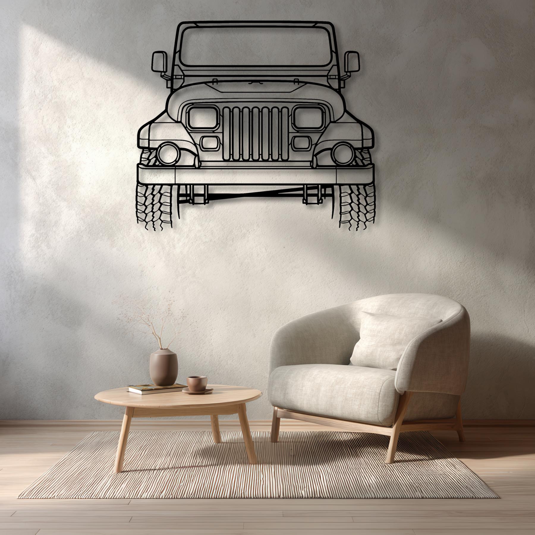 Wrangler Sahara 1988 Front Silhouette Metal Wall Art