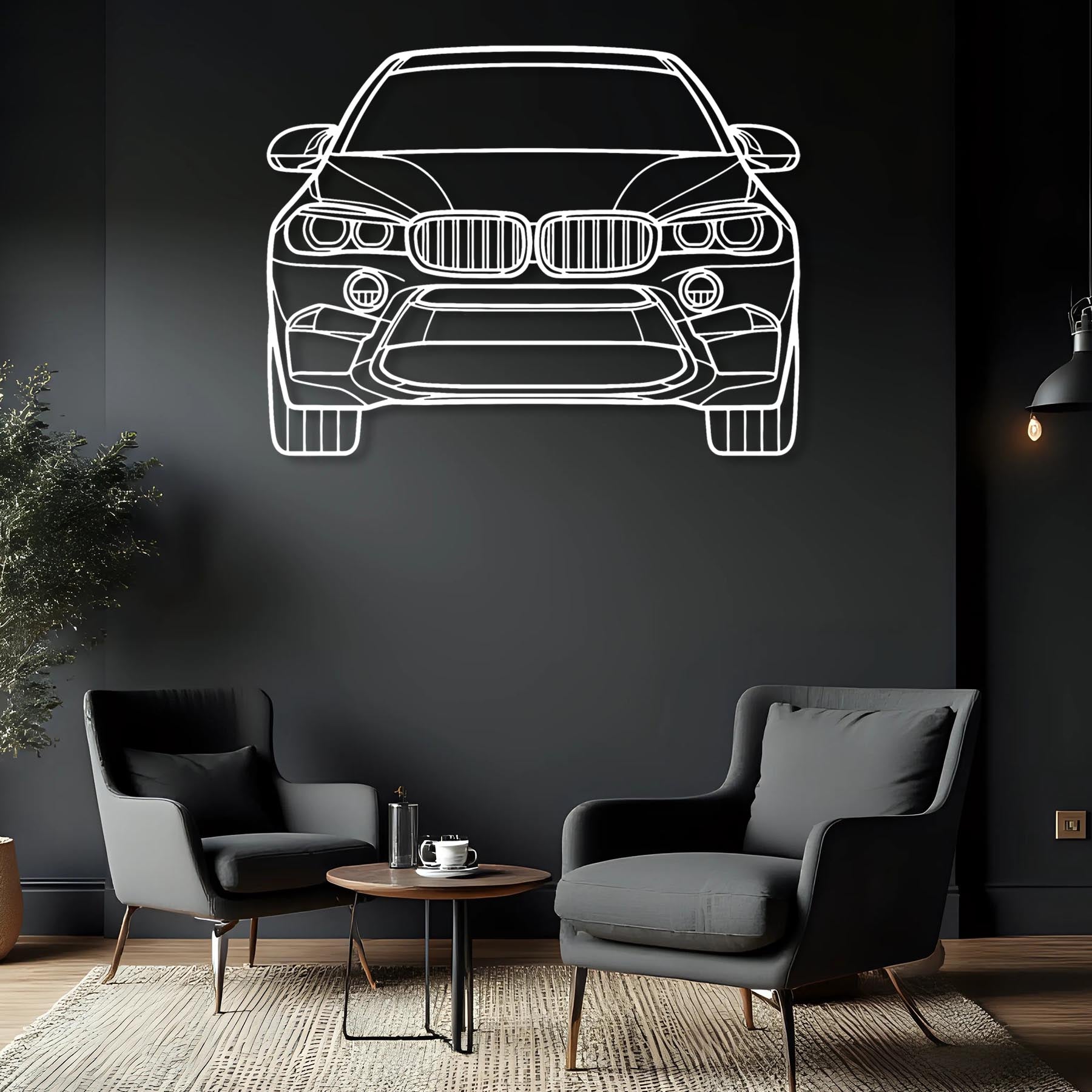X6M 2017 Front Silhouette Metal Wall Art