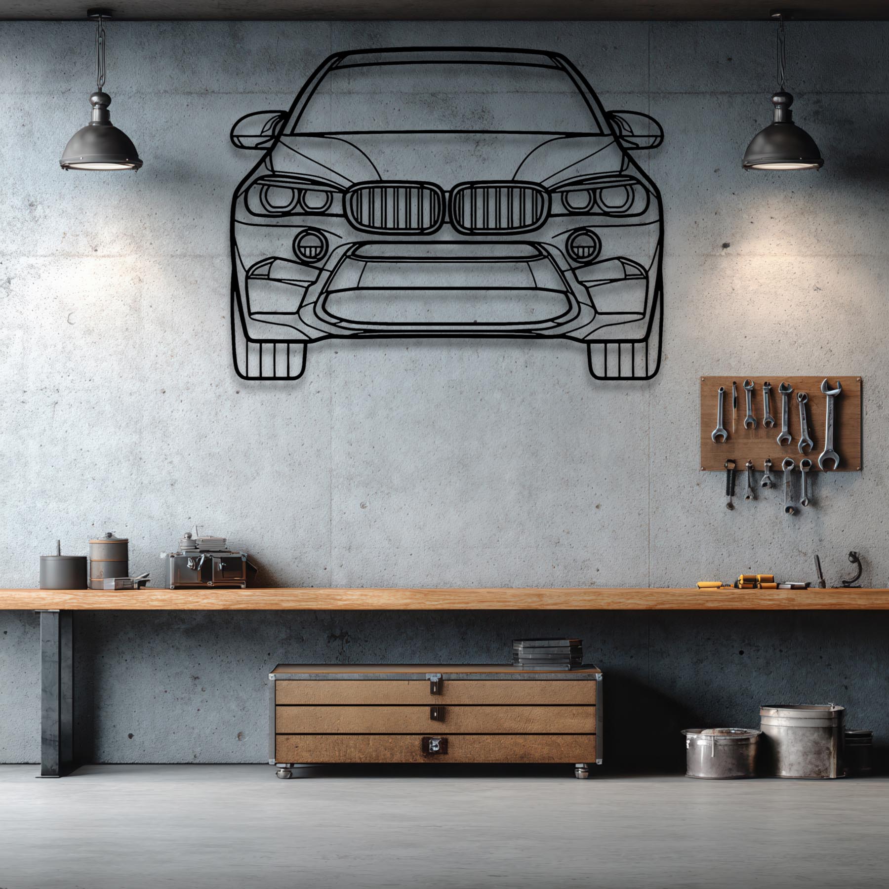 X6M 2017 Front Silhouette Metal Wall Art