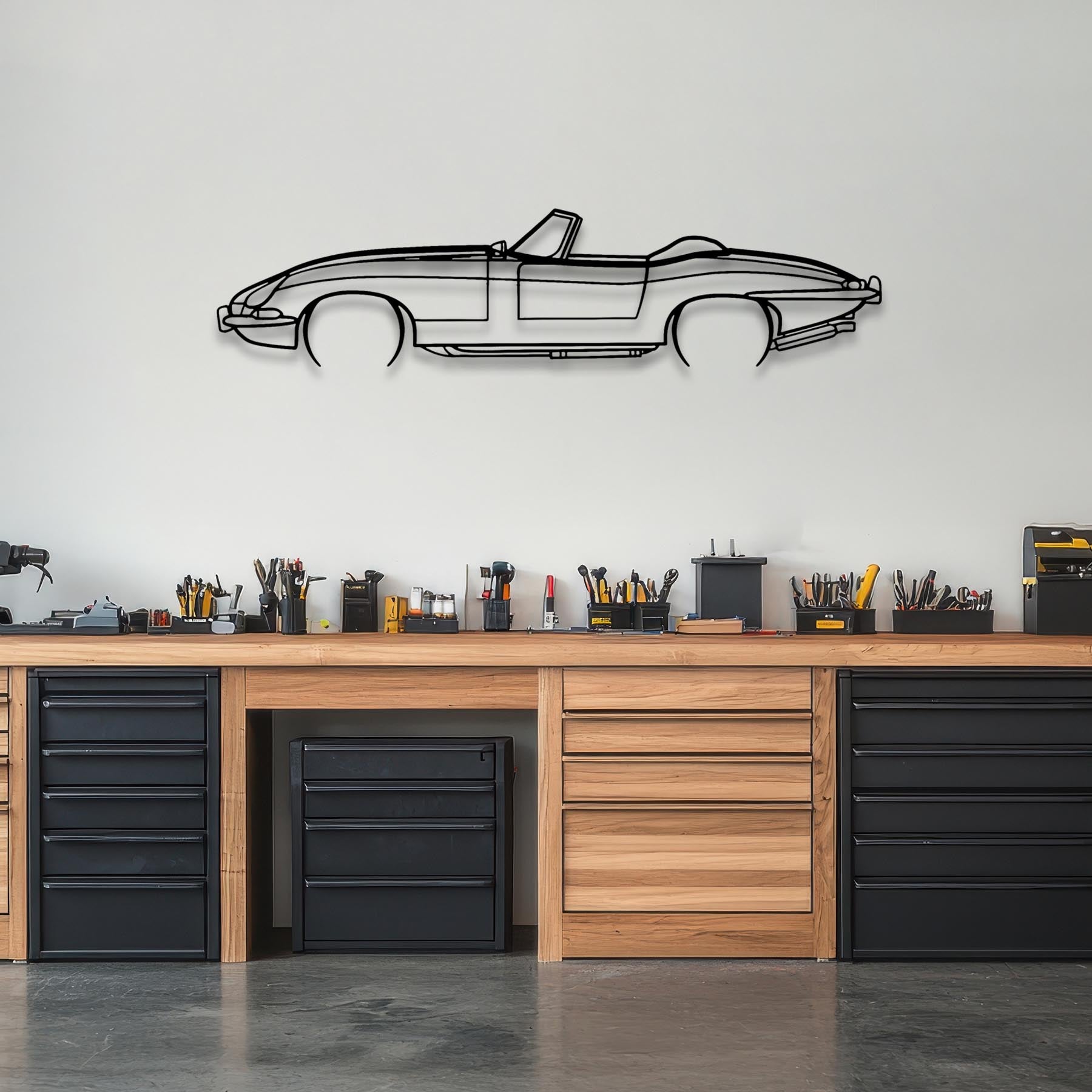 XKE Convertible 1967 Detailed Silhouette Metal Wall Art