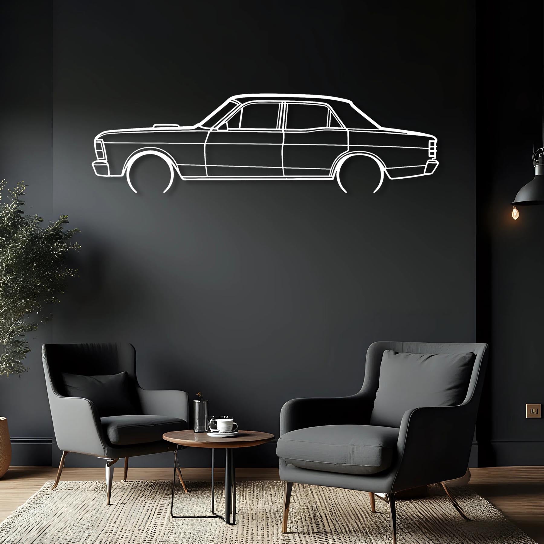 XY GT 1971 Detailed Silhouette Metal Wall Art