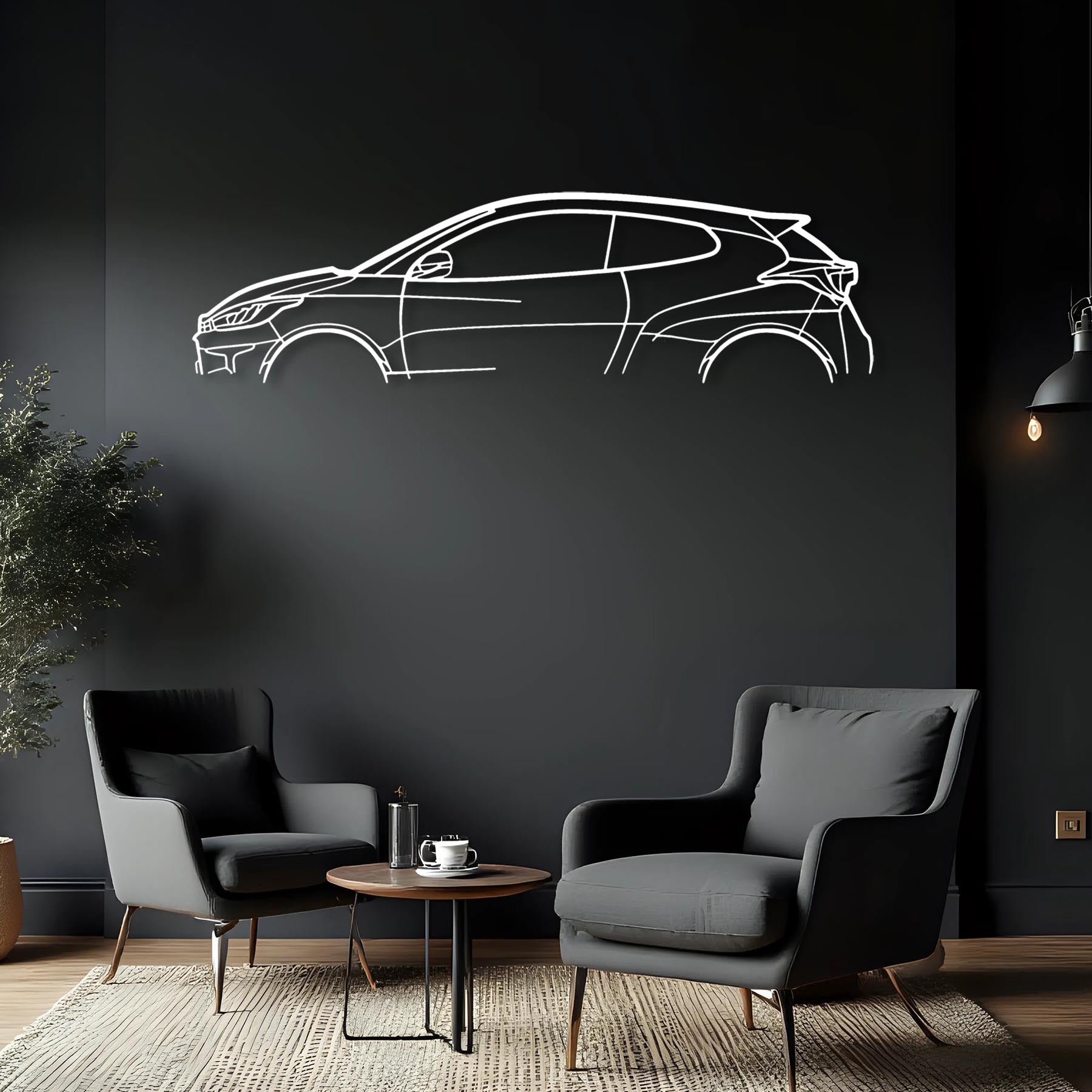 Yaris GR 2020 Classic Silhouette Metal Wall Art