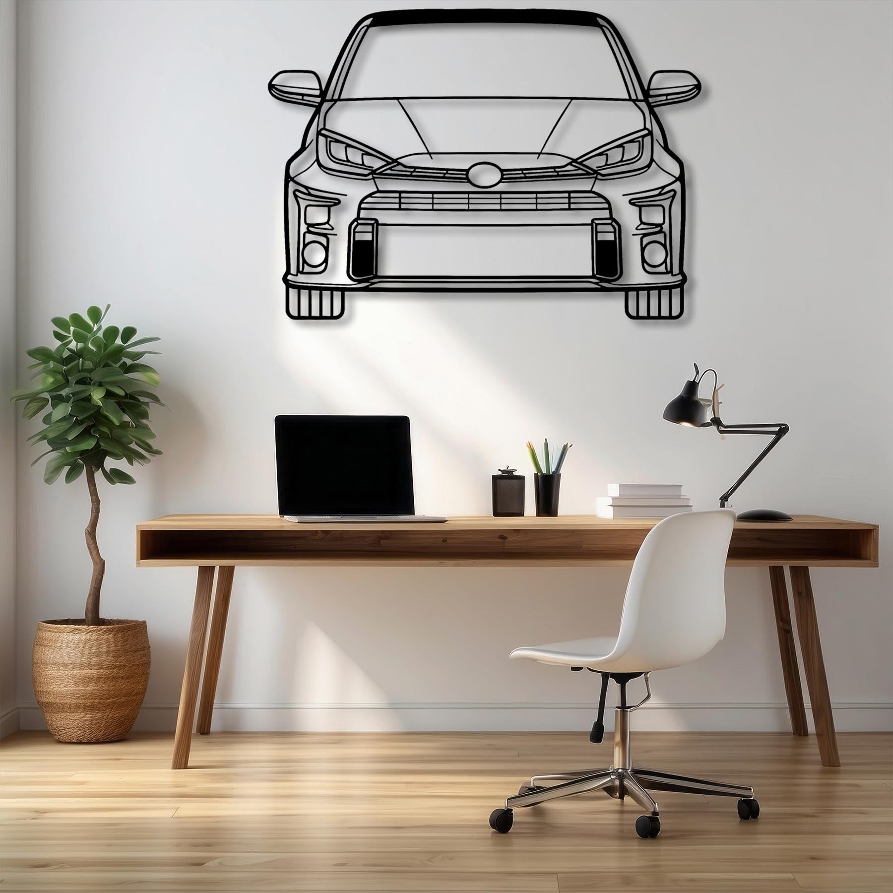 Yaris GR Front 2021 Silhouette Metal Wall Art