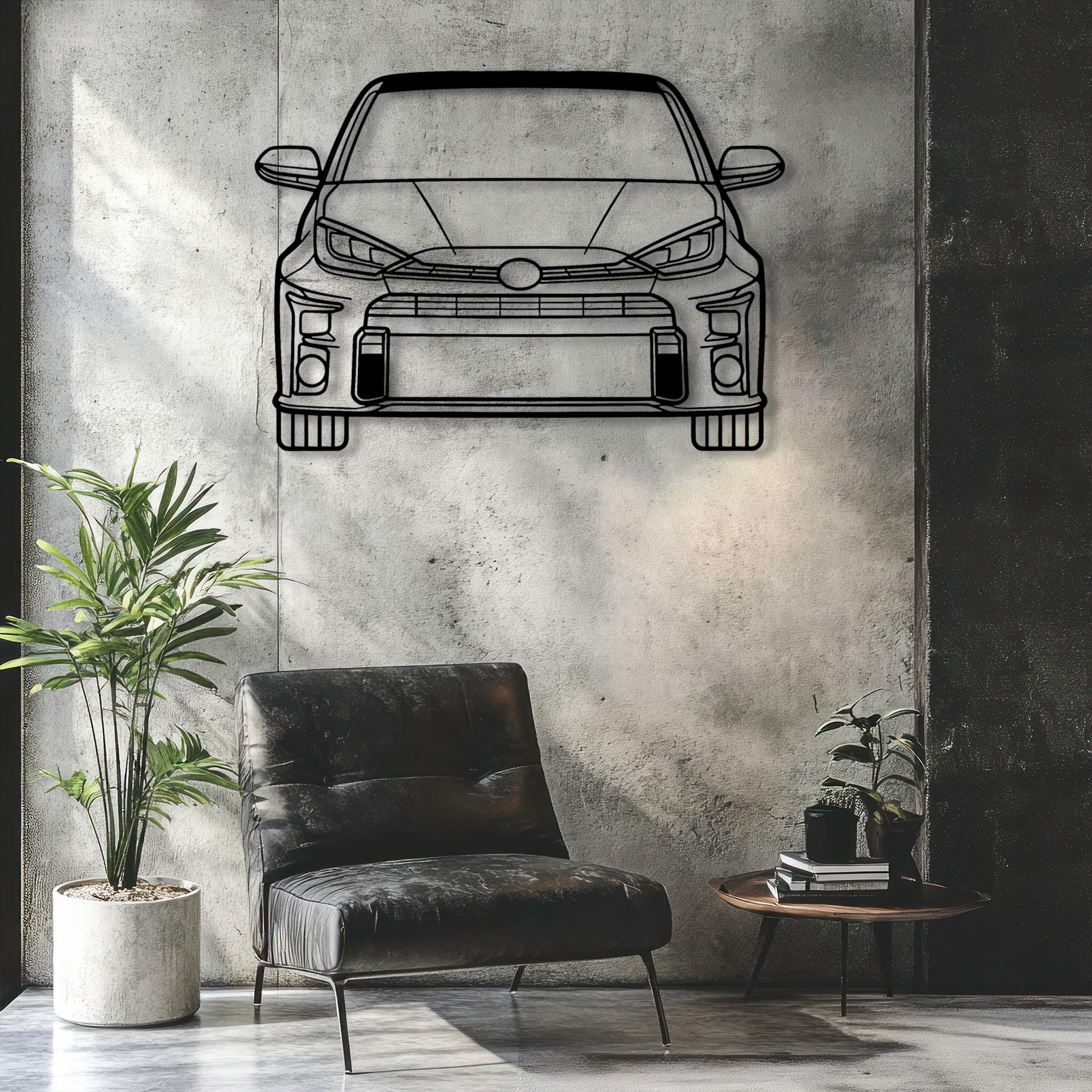 Yaris GR Front 2021 Silhouette Metal Wall Art