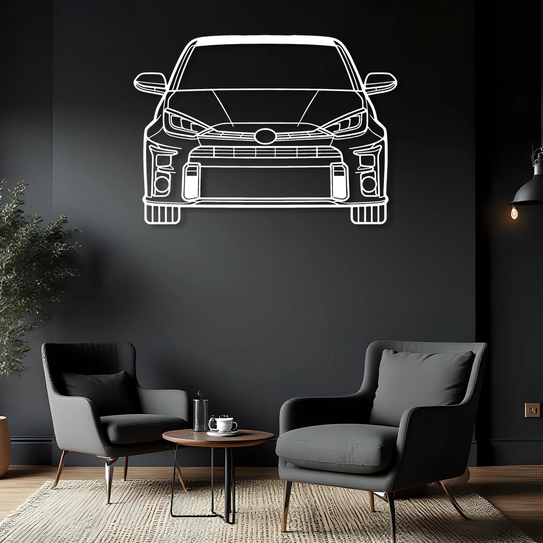 Yaris GR Front 2021 Silhouette Metal Wall Art