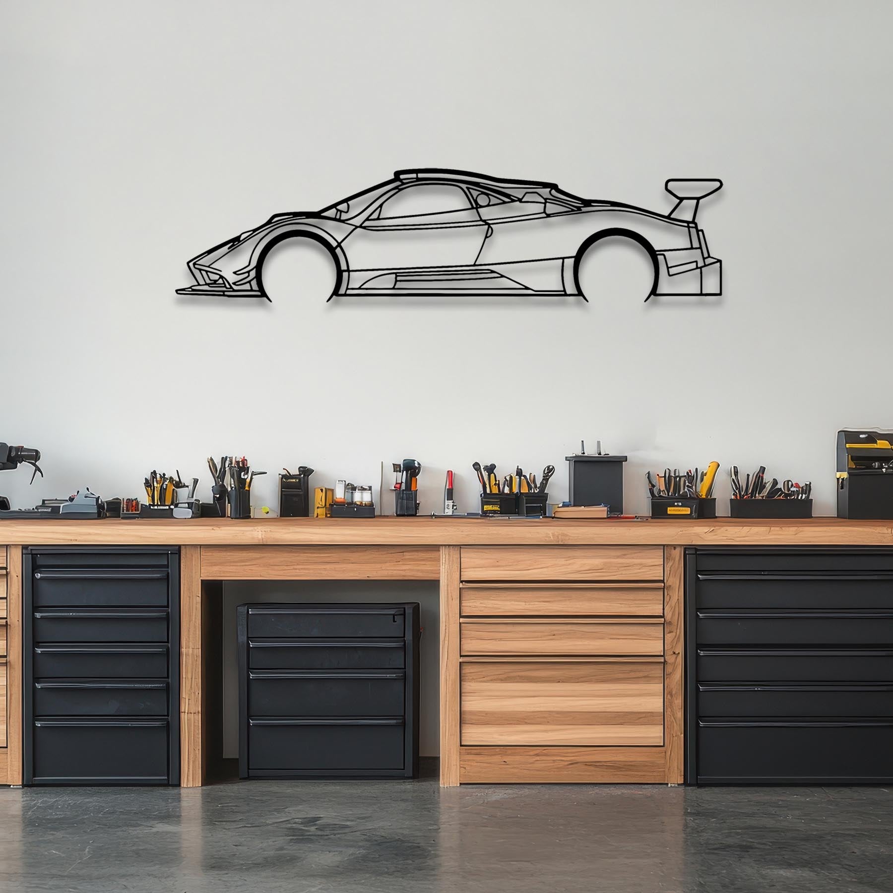 Zonda R 2008 Detailed Silhouette Metal Wall Art